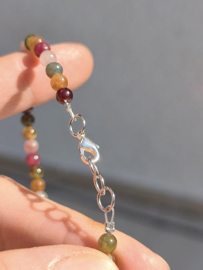 Turnalin bunt 4,5mm - Edelstein Armband 925 Silber Natürlich echt Heilstein Energie Echt Rarität Schmuck Frau Sie Mutter Geschenk Regenbogen - Art of Nature Berlin