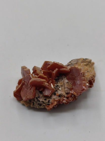 Vanadinit Kristallstufe – Rot-orange hexagonale Kristalle auf Matrix | Mineral Sammlerstufe Kristall Stufe Rarität Unikat Geschenk Marokko - Art of Nature Berlin