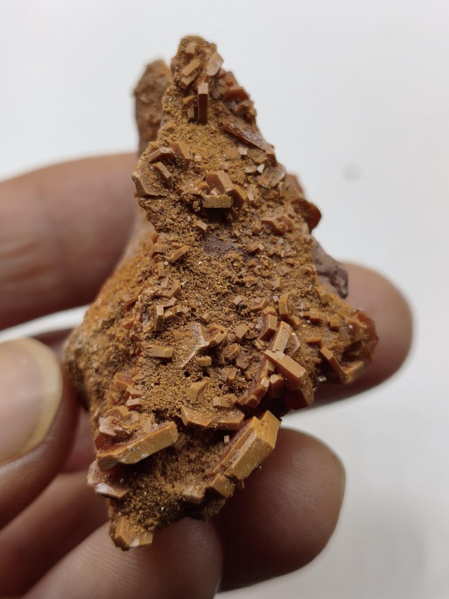Vanadinit Kristallstufe – Rot-orange hexagonale Kristalle auf Matrix | Mineral Sammlerstufe Kristall Stufe Rarität Unikat Geschenk Marokko - Art of Nature Berlin
