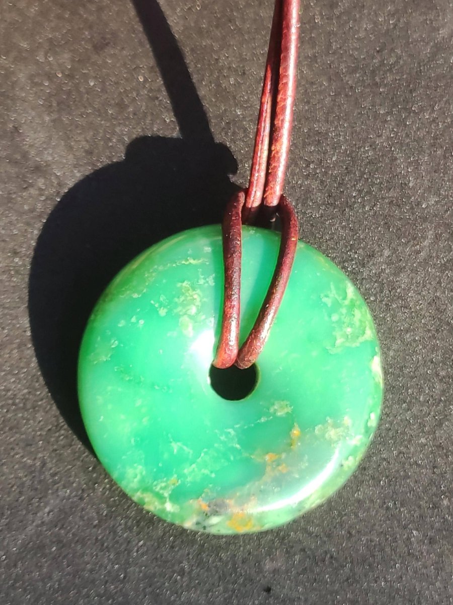Variscit 30mm Edelstein Kette Donut Pi Scheibe rund Heilstein grün Natur Rarität Geschenk Mann Frau Er Sie Freund Bruder Glück Anhänger - Art of Nature Berlin