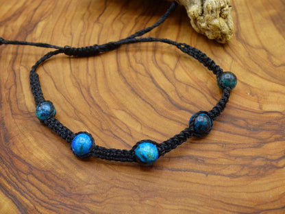 Variscit blau *Rarität* Edelstein Makramee Armband ~ GOA ~ Hippie ~Boho ~Ethno ~Indie ~Nature ~Heilstein - Art of Nature Berlin