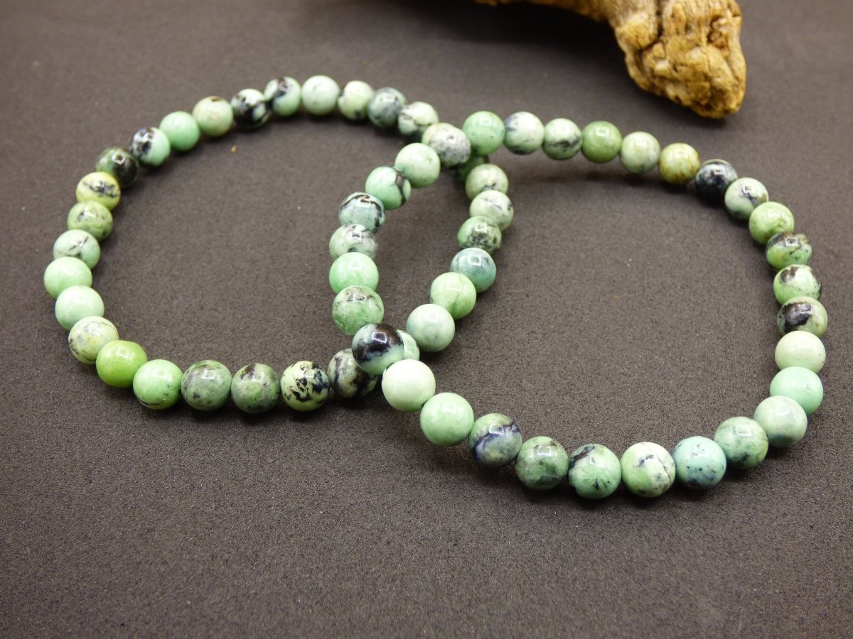 Variscite green A Gemstone Stretch Bracelet GOA Hippie ~Boho