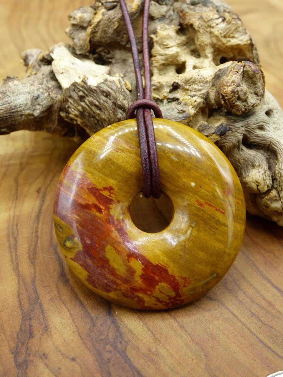 Versteinertes Holz Donut ~ Edelstein Kette ~HIPPIE ~GOA ~Boho ~Ethno ~Nature ~Heilstein - Art of Nature Berlin