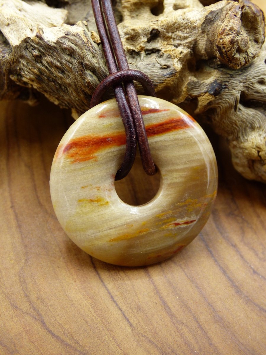 Versteinertes Holz Donut ~ Edelstein Kette ~HIPPIE ~GOA ~Boho ~Ethno ~Nature ~Heilstein - Art of Nature Berlin