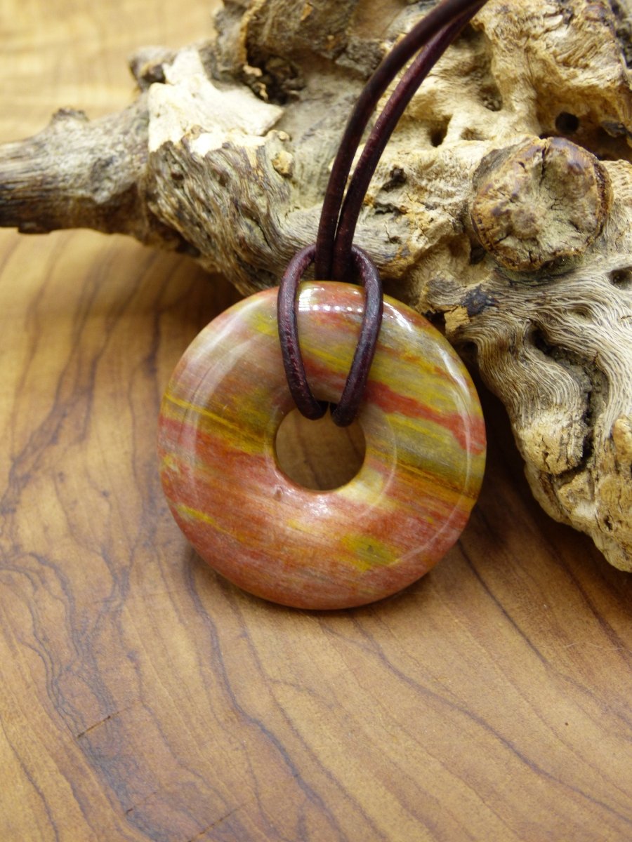 Versteinertes Holz Donut ~ Edelstein Kette ~HIPPIE ~GOA ~Boho ~Ethno ~Nature ~Heilstein - Art of Nature Berlin