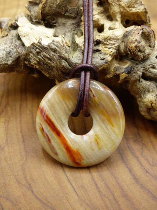 Versteinertes Holz Donut ~ Edelstein Kette ~HIPPIE ~GOA ~Boho ~Ethno ~Nature ~Heilstein - Art of Nature Berlin