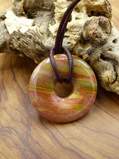 Versteinertes Holz Donut ~ Edelstein Kette ~HIPPIE ~GOA ~Boho ~Ethno ~Nature ~Heilstein - Art of Nature Berlin