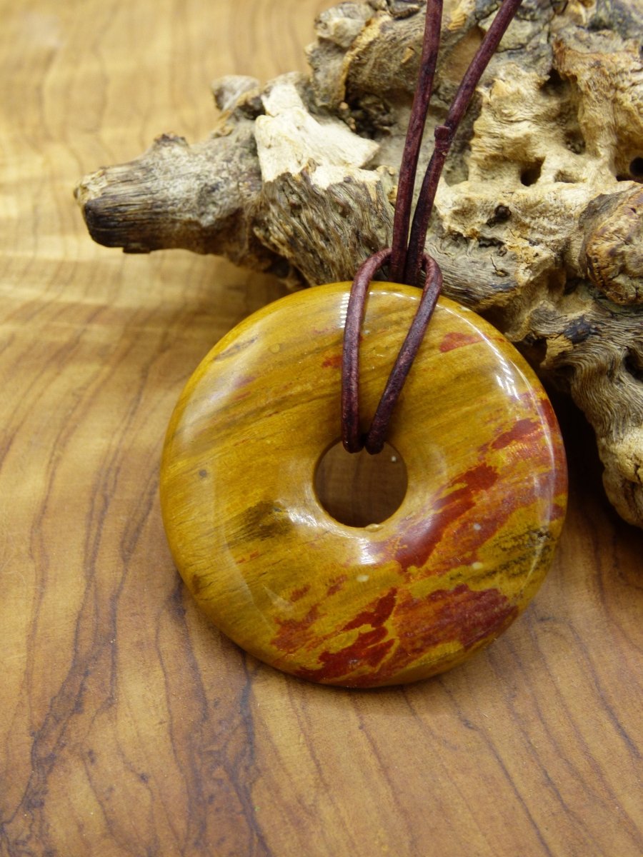 Versteinertes Holz Donut ~ Edelstein Kette ~HIPPIE ~GOA ~Boho ~Ethno ~Nature ~Heilstein - Art of Nature Berlin