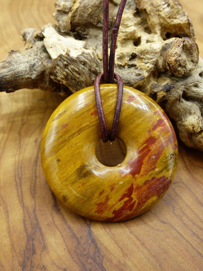 Versteinertes Holz Donut ~ Edelstein Kette ~HIPPIE ~GOA ~Boho ~Ethno ~Nature ~Heilstein - Art of Nature Berlin