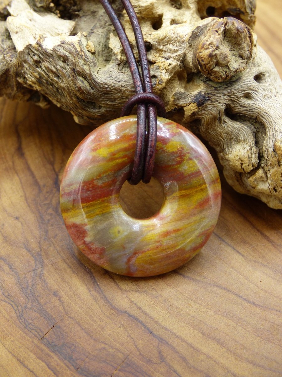 Versteinertes Holz Donut ~ Edelstein Kette ~HIPPIE ~GOA ~Boho ~Ethno ~Nature ~Heilstein - Art of Nature Berlin