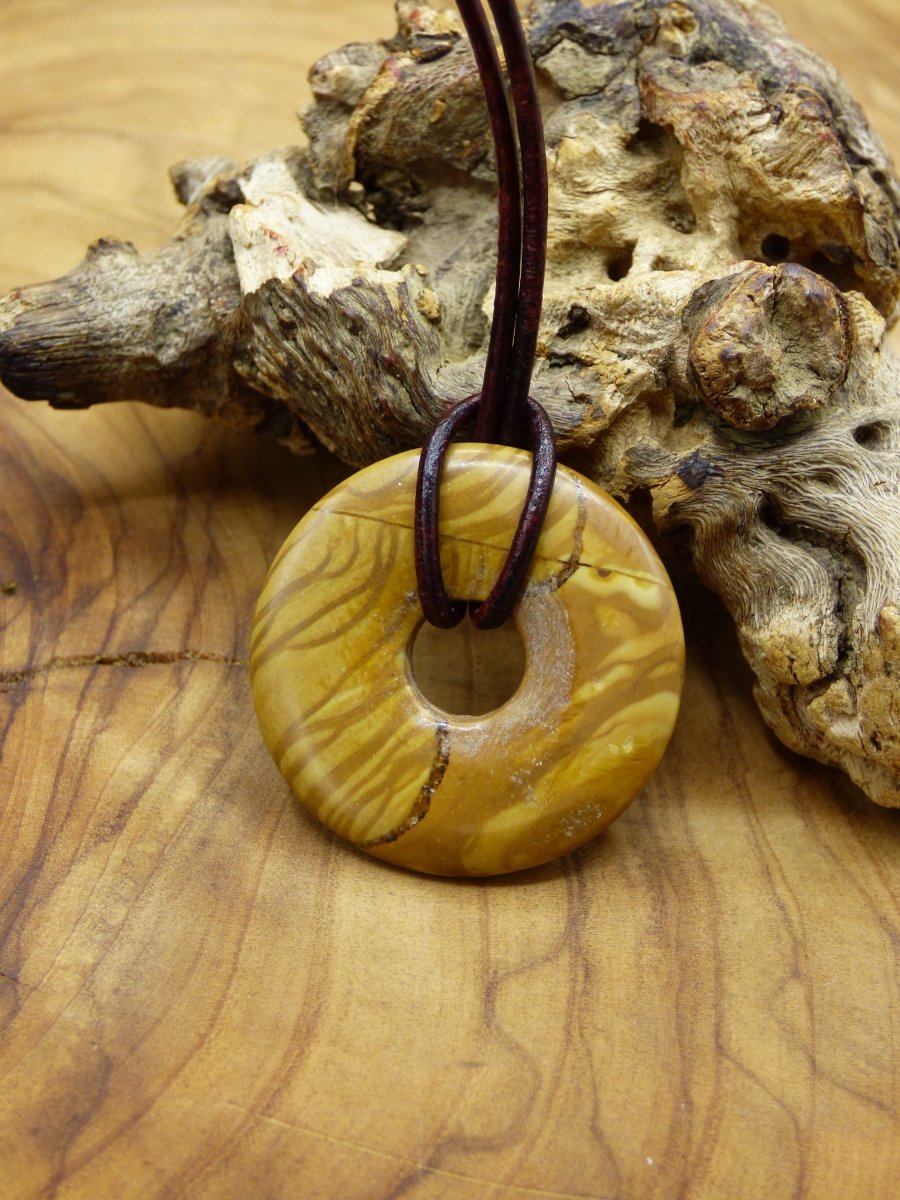 Versteinertes Walnuss Holz Donut braun ~ Edelstein Kette ~HIPPIE ~GOA ~Boho ~Ethno ~Nature ~Heilstein - Art of Nature Berlin