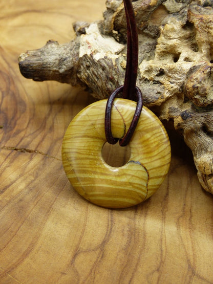 Versteinertes Walnuss Holz Donut braun ~ Edelstein Kette ~HIPPIE ~GOA ~Boho ~Ethno ~Nature ~Heilstein - Art of Nature Berlin