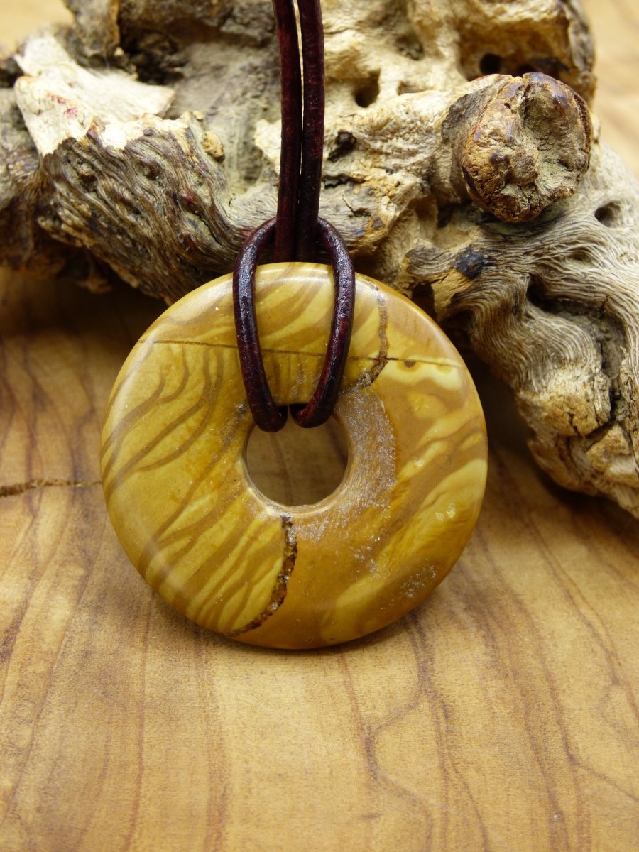 Versteinertes Walnuss Holz Donut braun ~ Edelstein Kette ~HIPPIE ~GOA ~Boho ~Ethno ~Nature ~Heilstein - Art of Nature Berlin