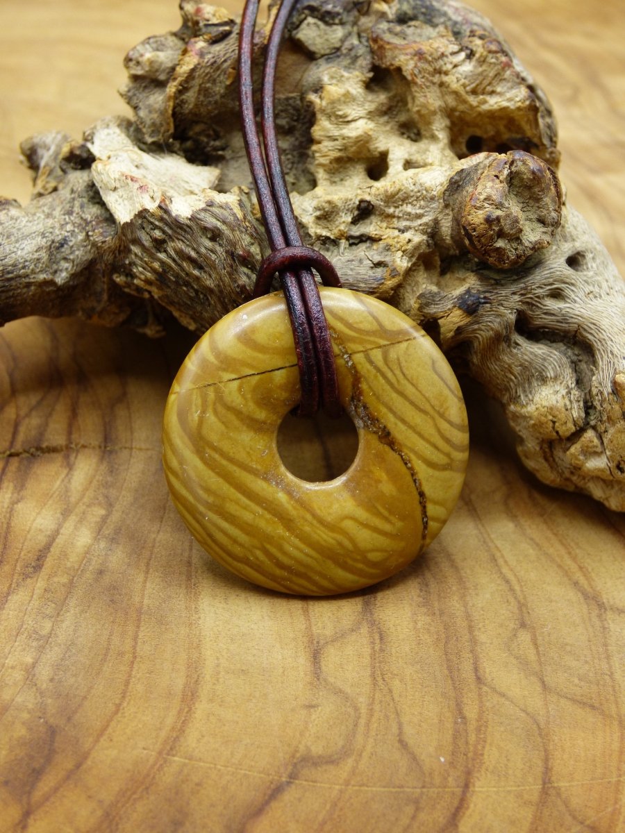 Versteinertes Walnuss Holz Donut braun ~ Edelstein Kette ~HIPPIE ~GOA ~Boho ~Ethno ~Nature ~Heilstein - Art of Nature Berlin