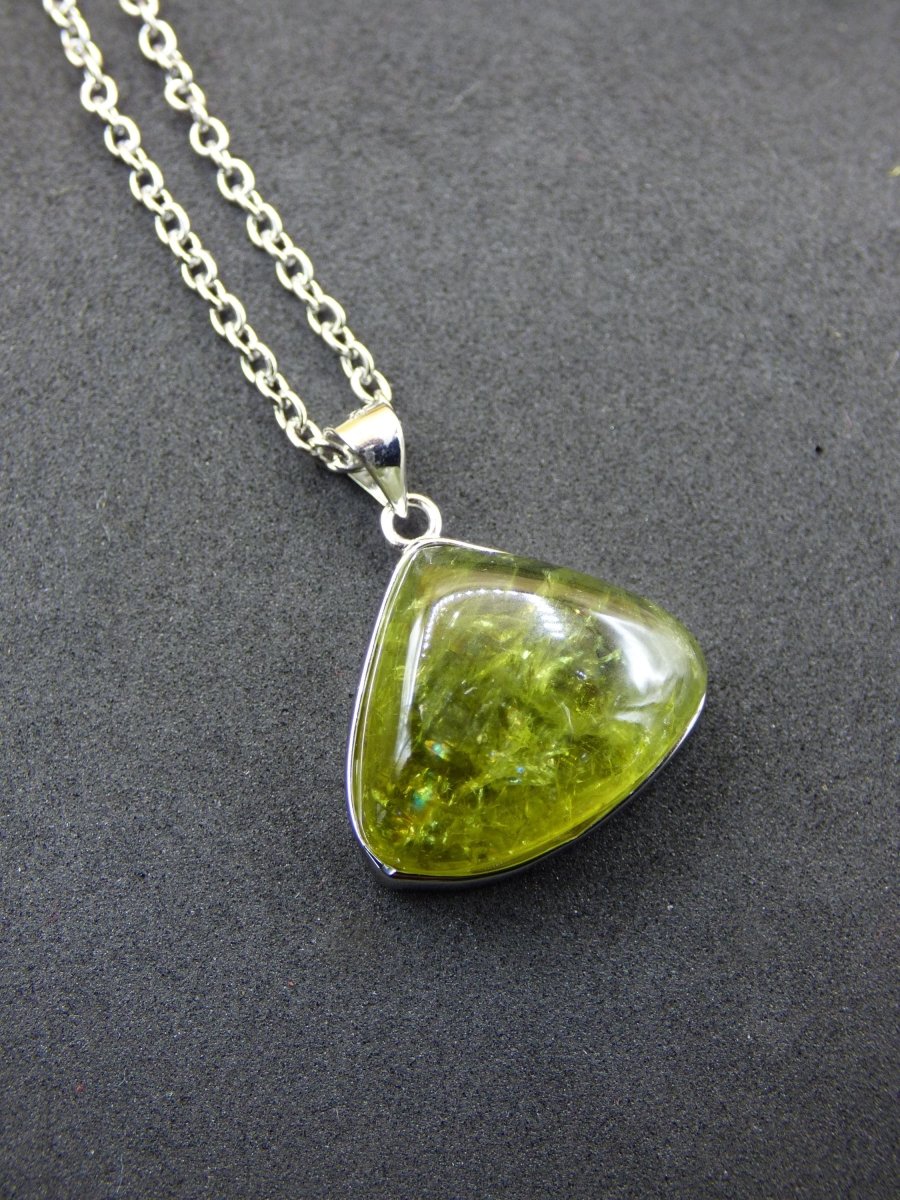 Vesuvianit grün AAA 925 Silber Edelstein Kette Natur Heilstein Kristall Rarität Anhänger Mann Frau Er Sie Geschenk Wunderschön Edel - Art of Nature Berlin