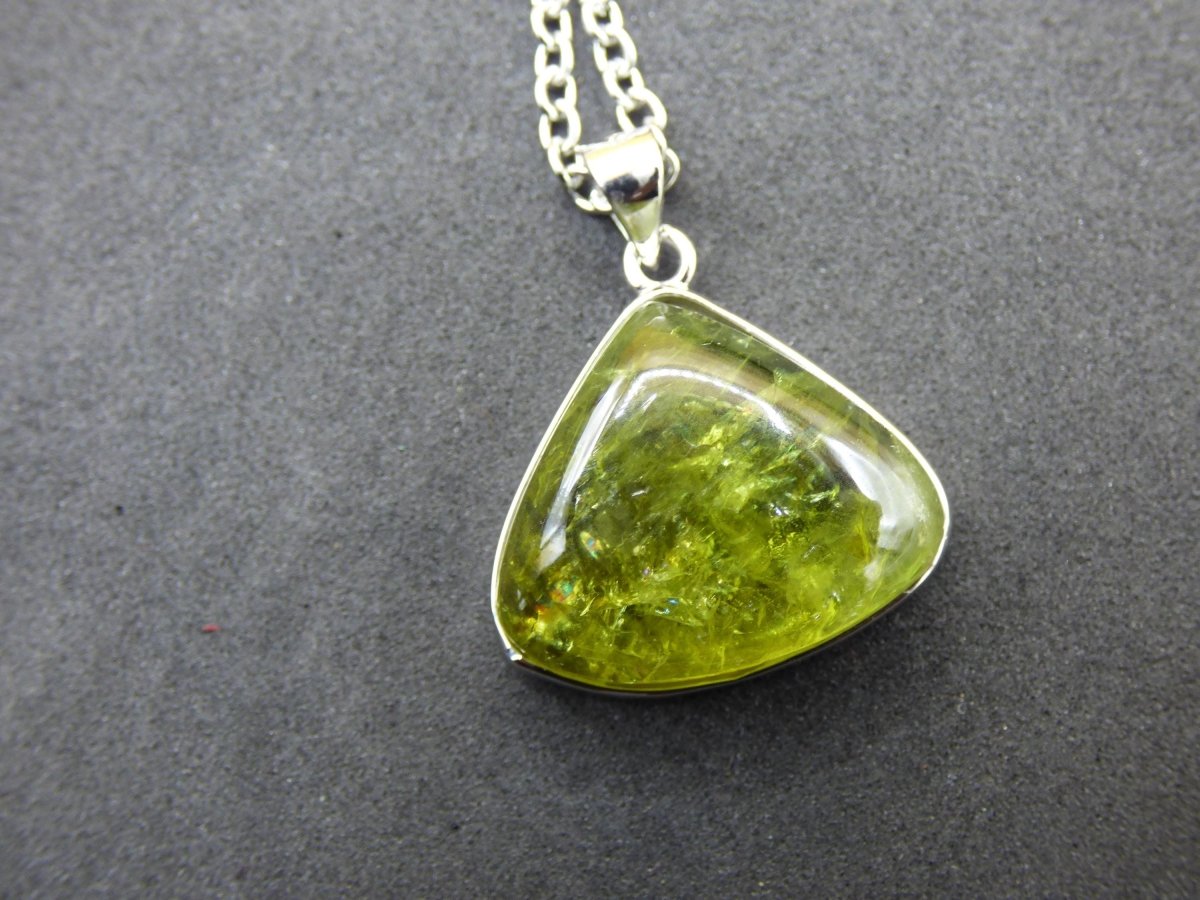 Vesuvianit grün AAA 925 Silber Edelstein Kette Natur Heilstein Kristall Rarität Anhänger Mann Frau Er Sie Geschenk Wunderschön Edel - Art of Nature Berlin