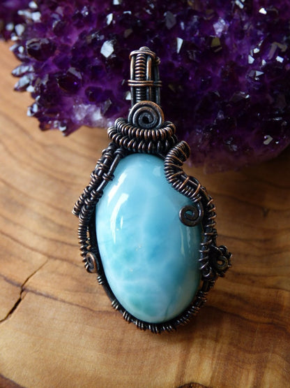 Video* Larimar / Atlantis Stone ~ Wire ~ Edelstein Kette mit Kupferdraht ~HIPPIE GOA Boho ~Ethno ~Nature ~Heilstein ~Energy ~Chakra ~Spirale - Art of Nature Berlin