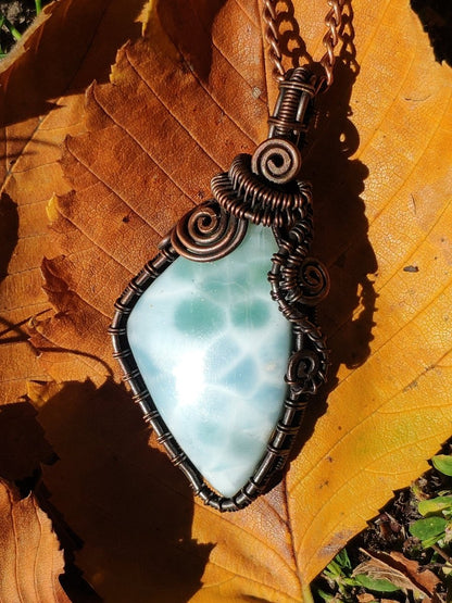 Video* Larimar / Atlantis Stone ~ Wire ~ Edelstein Kette mit Kupferdraht ~HIPPIE GOA Boho ~Ethno ~Nature ~Heilstein ~Energy ~Chakra ~Spirale - Art of Nature Berlin