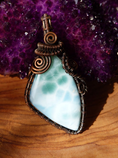 Video* Larimar / Atlantis Stone ~ Wire ~ Edelstein Kette mit Kupferdraht ~HIPPIE GOA Boho ~Ethno ~Nature ~Heilstein ~Energy ~Chakra ~Spirale - Art of Nature Berlin