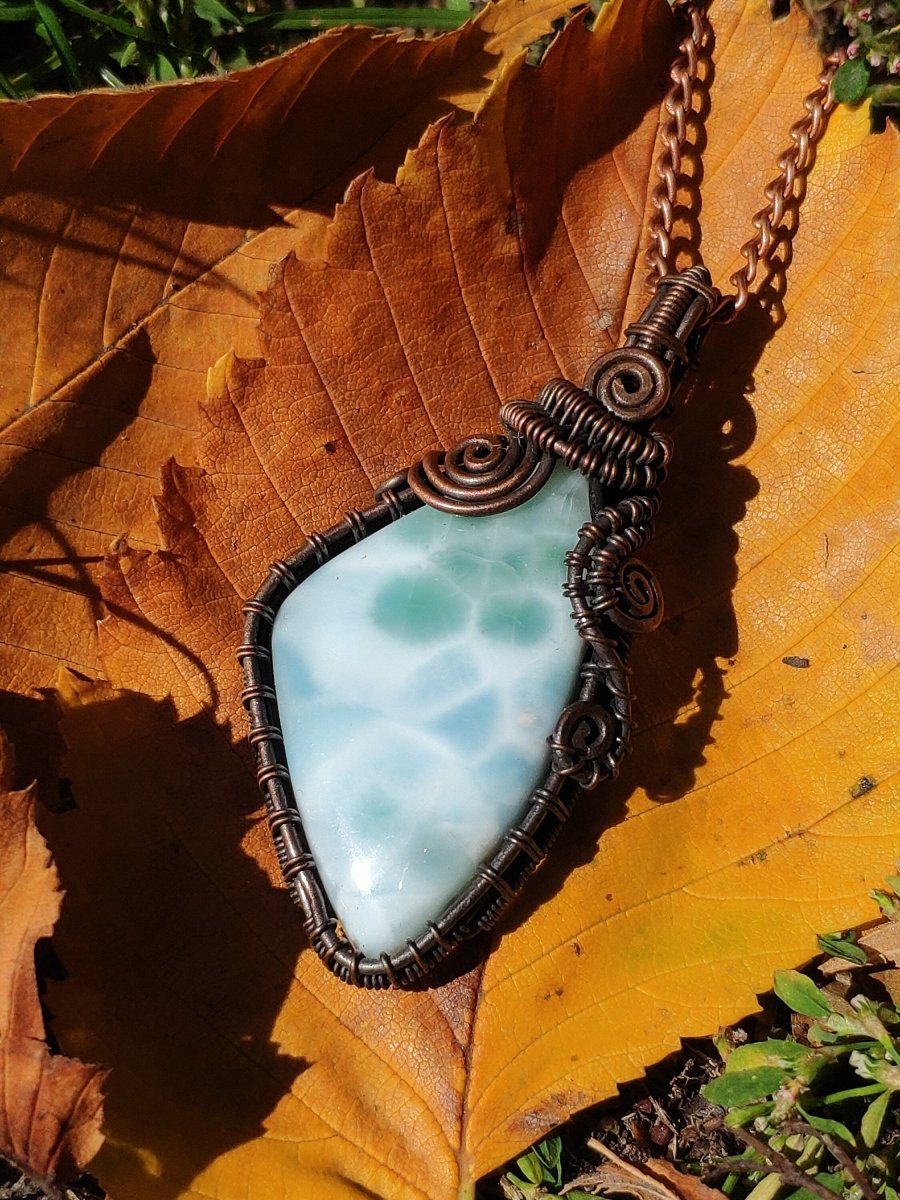 Video* Larimar / Atlantis Stone ~ Wire ~ Edelstein Kette mit Kupferdraht ~HIPPIE GOA Boho ~Ethno ~Nature ~Heilstein ~Energy ~Chakra ~Spirale - Art of Nature Berlin