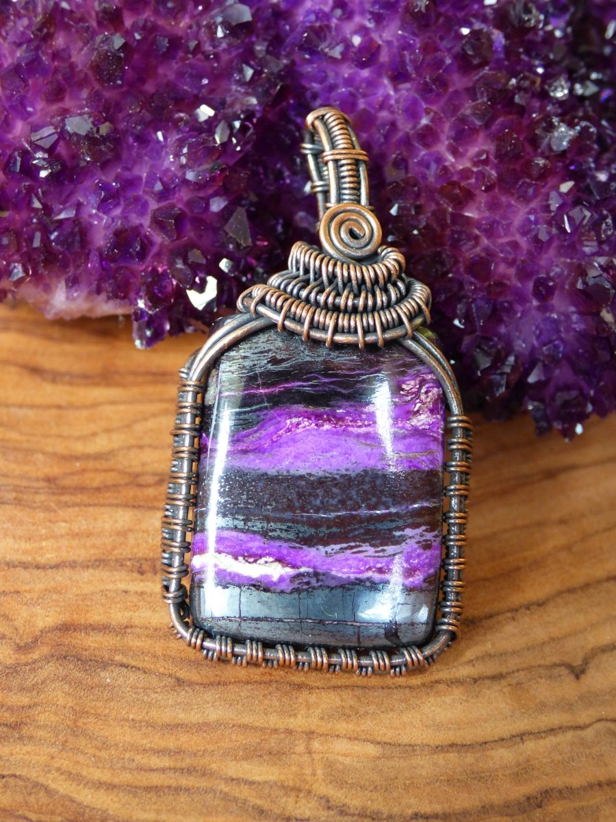 Video* Sugilite Sugilith ~ Wire ~ lila Edelstein Kette mit Kupferdraht ~HIPPIE ~GOA ~Boho ~Ethno ~Nature ~Heilstein ~Energy ~Chakra ~Spirale - Art of Nature Berlin