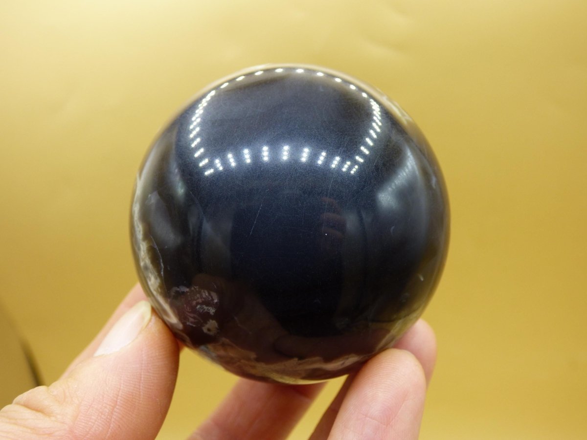 Volcanic Achat - Edelstein Kugel Deko Sphere Massage Kristall schwarz Sammler Meditation Heilstein Frau Mann Geschenk Er Sie Haus Energie - Art of Nature Berlin