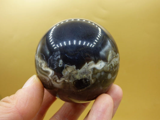 Volcanic Achat - Edelstein Kugel Deko Sphere Massage Kristall schwarz Sammler Meditation Heilstein Frau Mann Geschenk Er Sie Haus Energie - Art of Nature Berlin