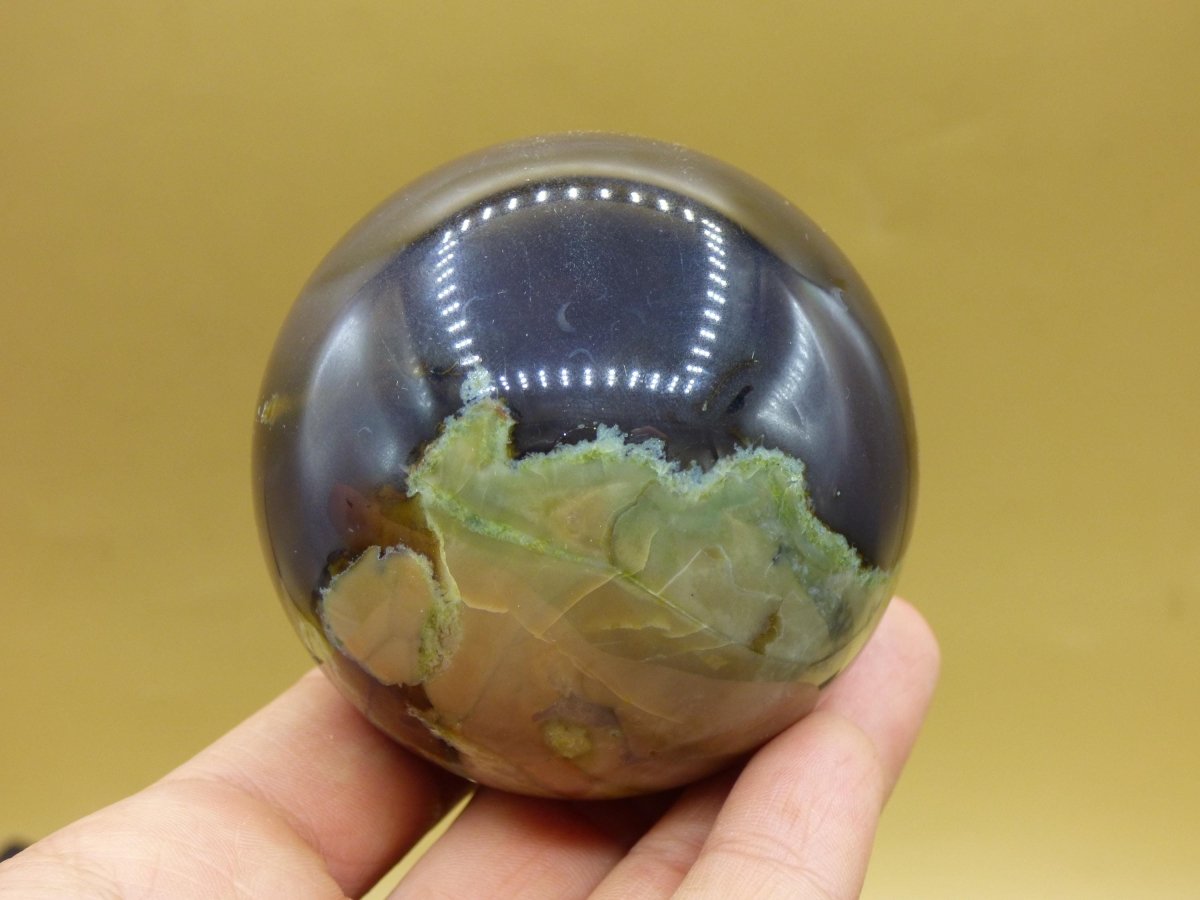 Volcanic Achat - Edelstein Kugel Deko Sphere Massage Kristall schwarz Sammler Meditation Heilstein Frau Mann Geschenk Er Sie Haus Energie - Art of Nature Berlin