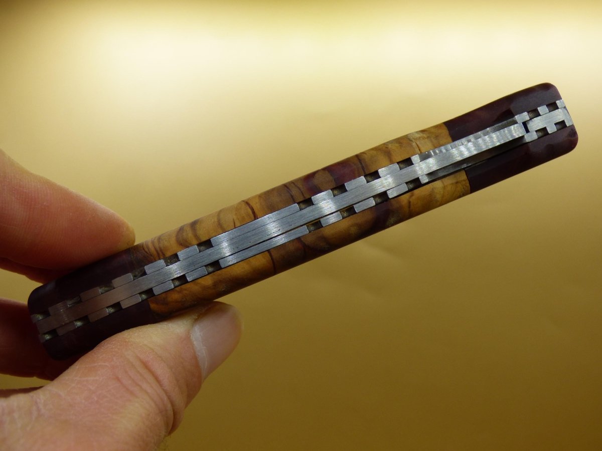 Wunderschönes Messer aus Olivenholz + Epoxidharz Handarbeit Outdoor Utensil Geschenk Mann Bruder Sohn Vater Sammler besonders hochwertig - Art of Nature Berlin