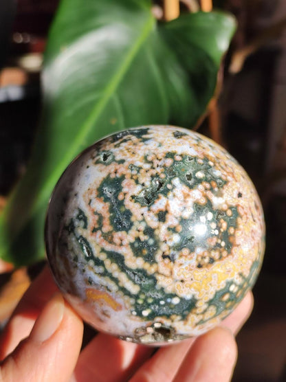 XL 8 Adern Ocean Jaspis Orbicular bunt - Edelstein Kugel Natur Heilstein Deko Kristall Geschenk Er Sie Mann Frau Haus Wohnung Energie Selten - Art of Nature Berlin