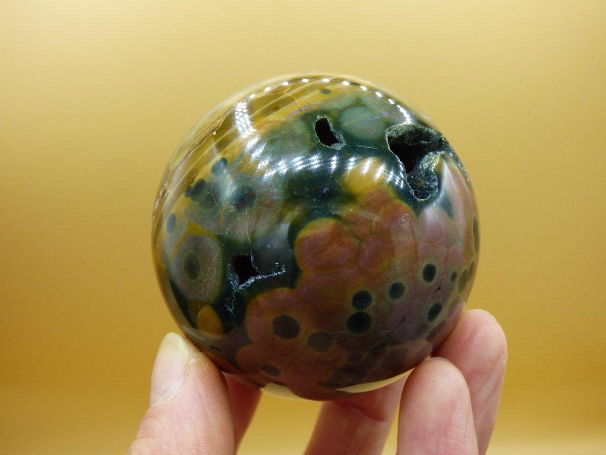 XL 8 Adern Ocean Jaspis Orbicular - Edelstein Kugel Natur Heilstein Deko Kristall Geschenk Er Sie Mann Frau Haus Wohnung Energie Selten - Art of Nature Berlin