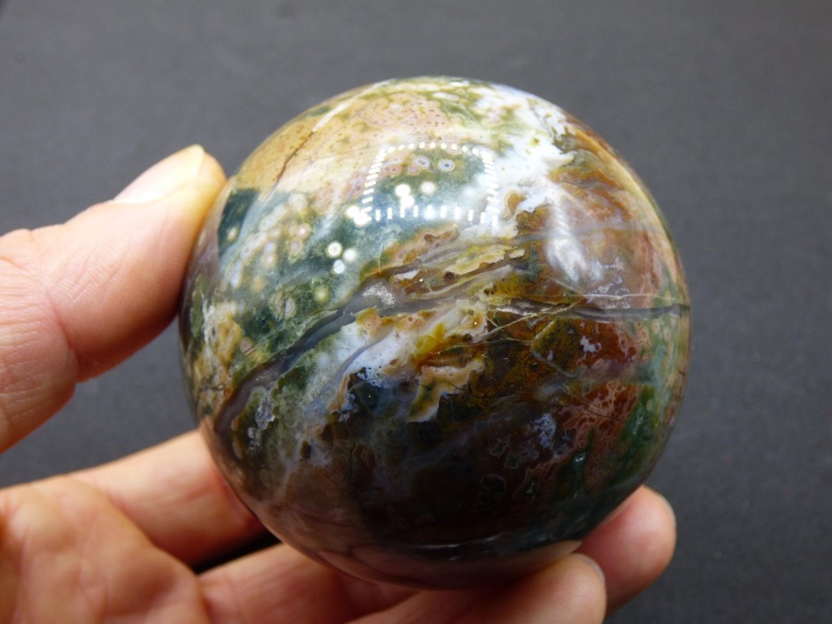 XL 8 Adern Ocean Jaspis Orbicular - Edelstein Kugel Natur Heilstein Deko Kristall Geschenk Er Sie Mann Frau Haus Wohnung Energie Selten - Art of Nature Berlin