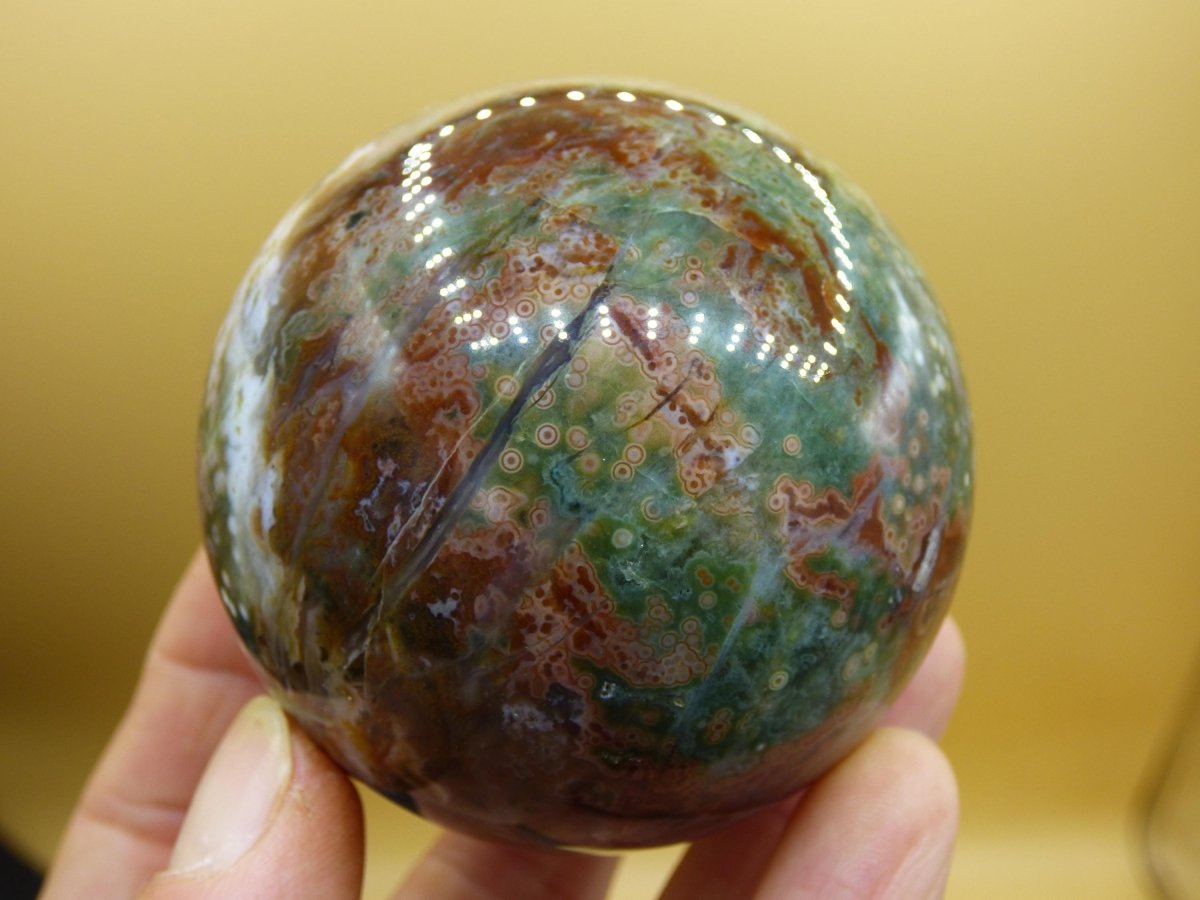 XL 8 Adern Ocean Jaspis Orbicular - Edelstein Kugel Natur Heilstein Deko Kristall Geschenk Er Sie Mann Frau Haus Wohnung Energie Selten - Art of Nature Berlin