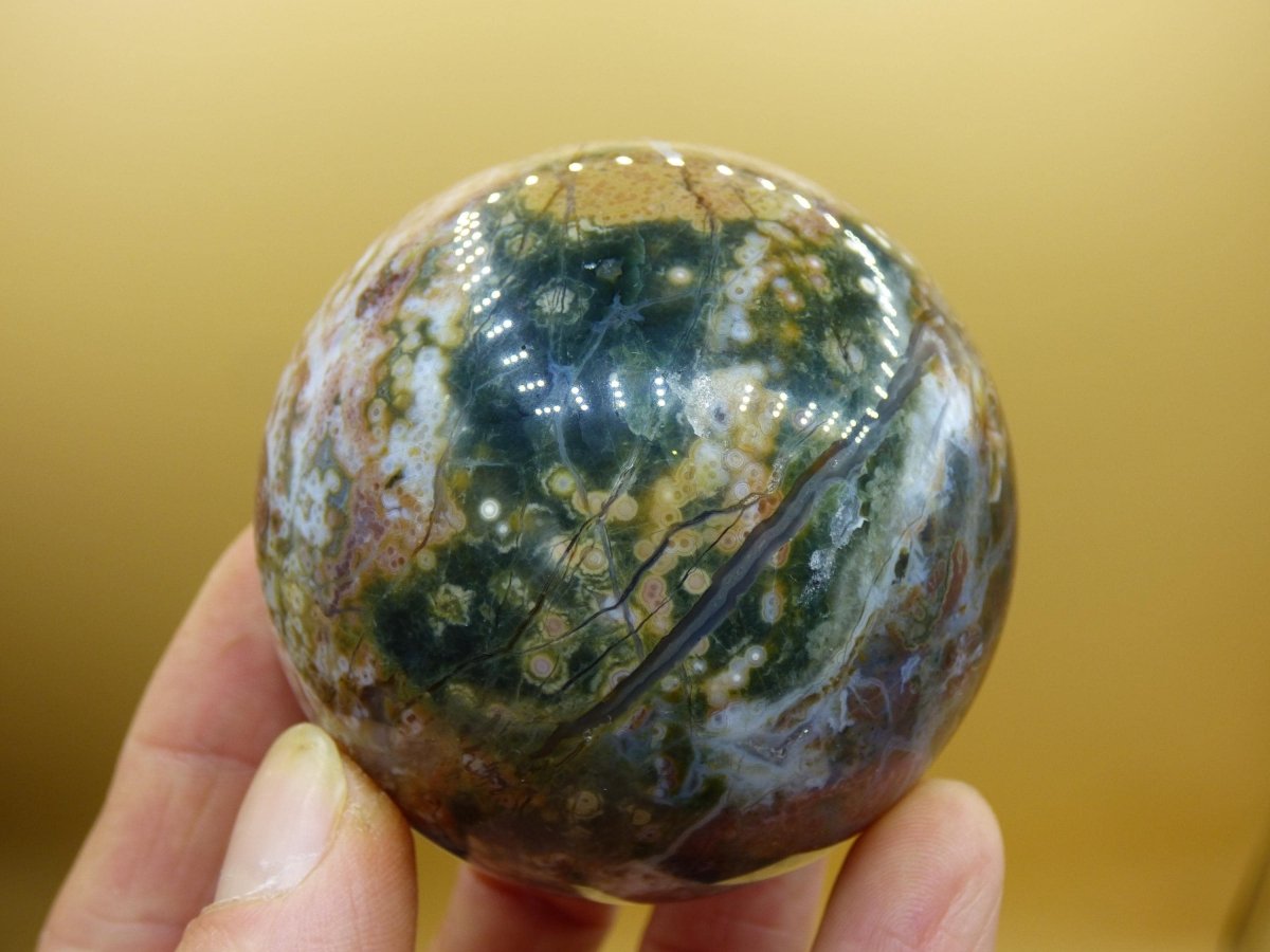 XL 8 Adern Ocean Jaspis Orbicular - Edelstein Kugel Natur Heilstein Deko Kristall Geschenk Er Sie Mann Frau Haus Wohnung Energie Selten - Art of Nature Berlin