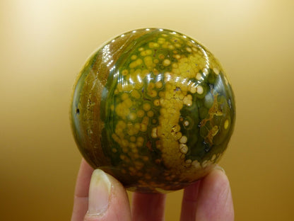 XL 8 Adern Ocean Jaspis Orbicular gelb - Edelstein Kugel Natur Heilstein Deko Kristall Geschenk Er Sie Mann Frau Haus Wohnung Energie Selten - Art of Nature Berlin