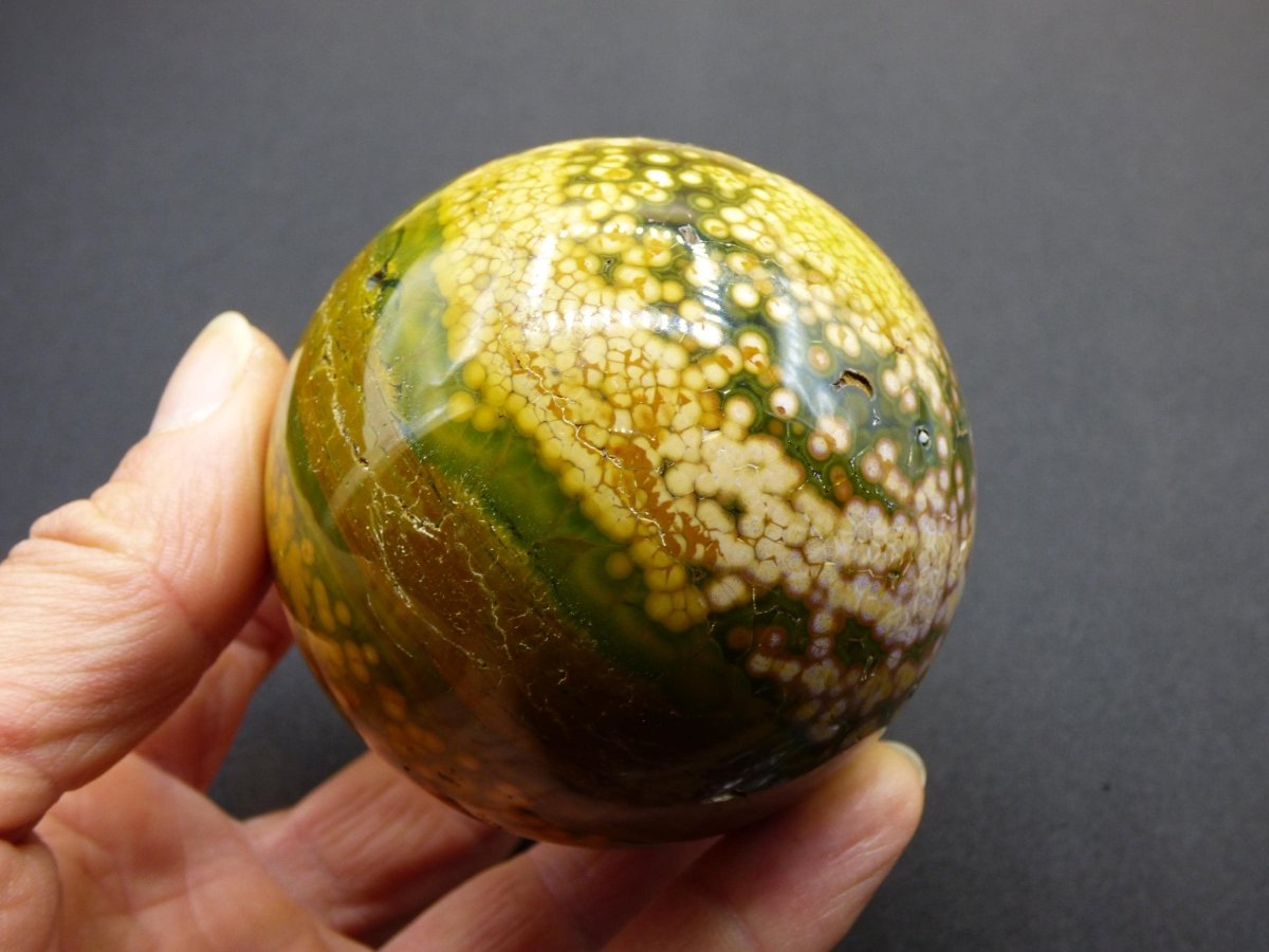 XL 8 Adern Ocean Jaspis Orbicular gelb - Edelstein Kugel Natur Heilstein Deko Kristall Geschenk Er Sie Mann Frau Haus Wohnung Energie Selten - Art of Nature Berlin