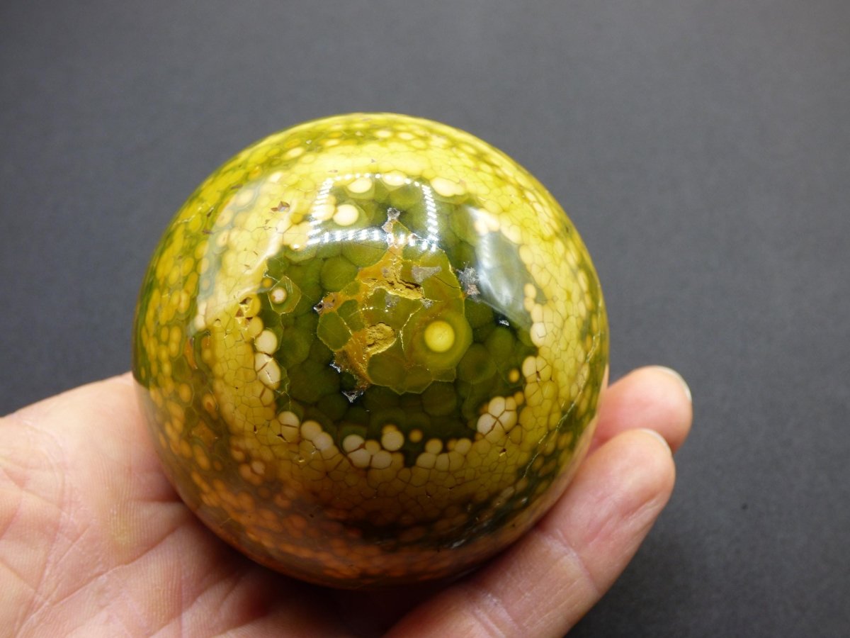 XL 8 Adern Ocean Jaspis Orbicular gelb - Edelstein Kugel Natur Heilstein Deko Kristall Geschenk Er Sie Mann Frau Haus Wohnung Energie Selten - Art of Nature Berlin