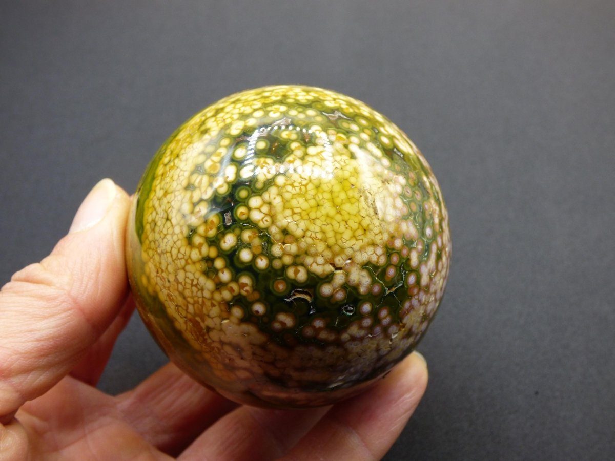 XL 8 Adern Ocean Jaspis Orbicular gelb - Edelstein Kugel Natur Heilstein Deko Kristall Geschenk Er Sie Mann Frau Haus Wohnung Energie Selten - Art of Nature Berlin