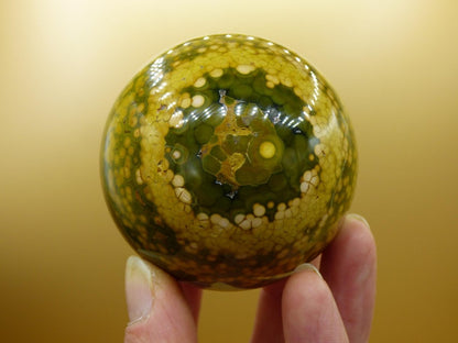 XL 8 Adern Ocean Jaspis Orbicular gelb - Edelstein Kugel Natur Heilstein Deko Kristall Geschenk Er Sie Mann Frau Haus Wohnung Energie Selten - Art of Nature Berlin