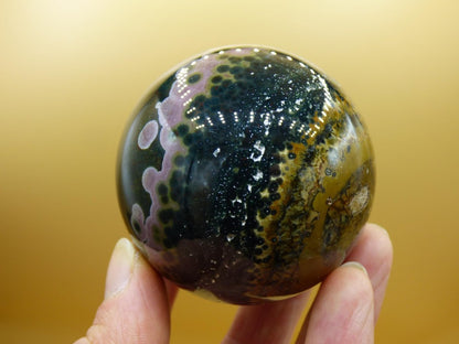 XL 8 Adern Ocean Jaspis Orbicular grün - Edelstein Kugel Natur Heilstein Deko Kristall Geschenk Er Sie Mann Frau Haus Wohnung Energie Selten - Art of Nature Berlin