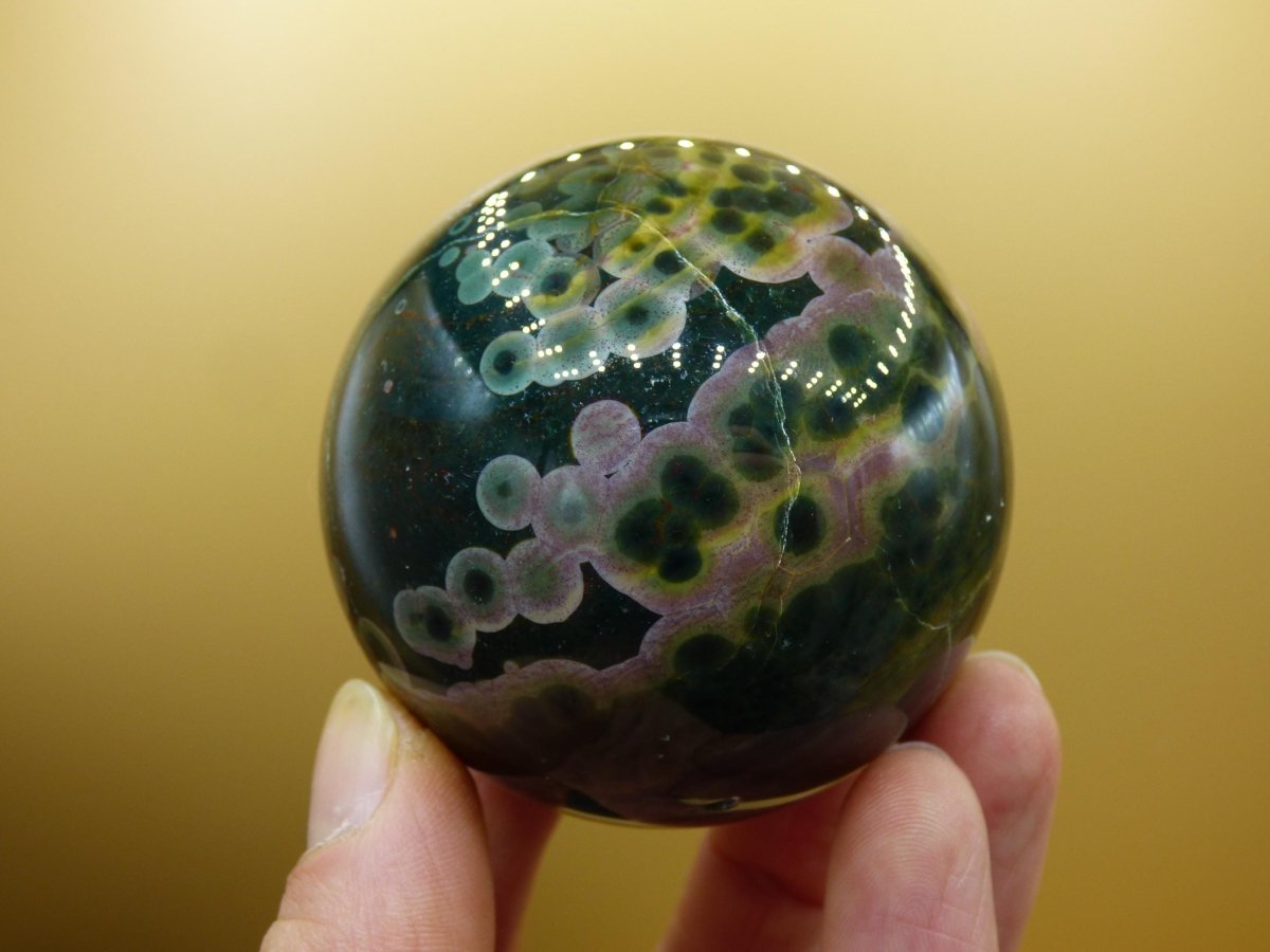XL 8 Adern Ocean Jaspis Orbicular grün - Edelstein Kugel Natur Heilstein Deko Kristall Geschenk Er Sie Mann Frau Haus Wohnung Energie Selten - Art of Nature Berlin