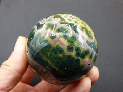 XL 8 Adern Ocean Jaspis Orbicular grün - Edelstein Kugel Natur Heilstein Deko Kristall Geschenk Er Sie Mann Frau Haus Wohnung Energie Selten - Art of Nature Berlin