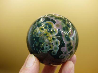 XL 8 Adern Ocean Jaspis Orbicular grün - Edelstein Kugel Natur Heilstein Deko Kristall Geschenk Er Sie Mann Frau Haus Wohnung Energie Selten - Art of Nature Berlin