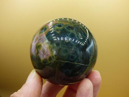 XL 8 Adern Ocean Jaspis Orbicular grün - Edelstein Kugel Natur Heilstein Deko Kristall Geschenk Er Sie Mann Frau Haus Wohnung Energie Selten - Art of Nature Berlin