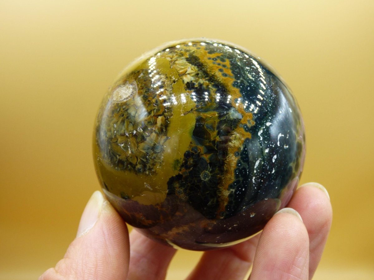 XL 8 Adern Ocean Jaspis Orbicular grün - Edelstein Kugel Natur Heilstein Deko Kristall Geschenk Er Sie Mann Frau Haus Wohnung Energie Selten - Art of Nature Berlin