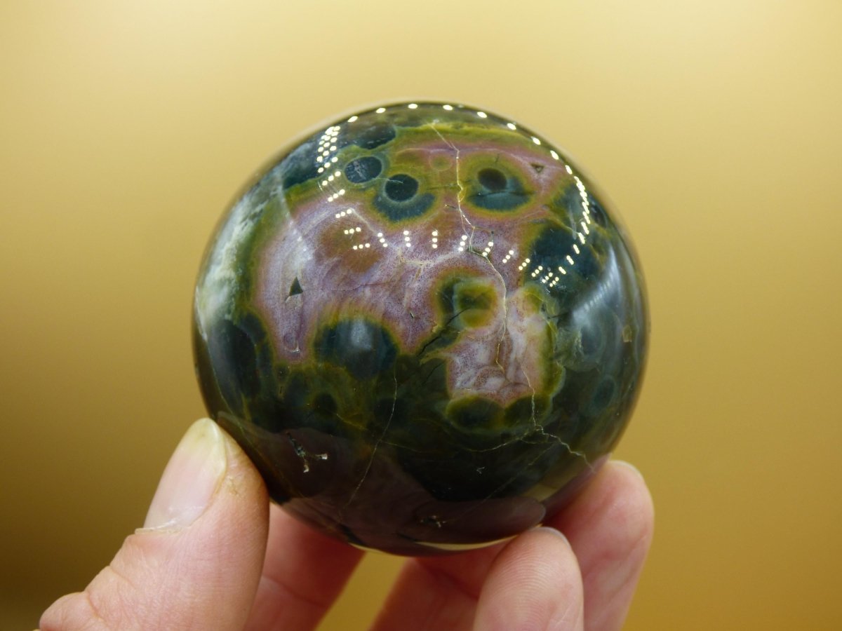 XL 8 Adern Ocean Jaspis Orbicular grün - Edelstein Kugel Natur Heilstein Deko Kristall Geschenk Er Sie Mann Frau Haus Wohnung Energie Selten - Art of Nature Berlin