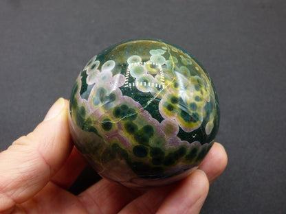 XL 8 Adern Ocean Jaspis Orbicular grün - Edelstein Kugel Natur Heilstein Deko Kristall Geschenk Er Sie Mann Frau Haus Wohnung Energie Selten - Art of Nature Berlin