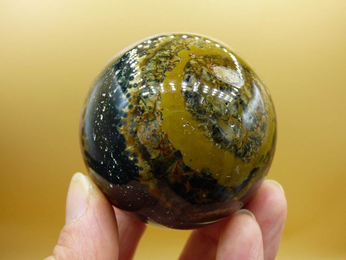 XL 8 Adern Ocean Jaspis Orbicular grün - Edelstein Kugel Natur Heilstein Deko Kristall Geschenk Er Sie Mann Frau Haus Wohnung Energie Selten - Art of Nature Berlin