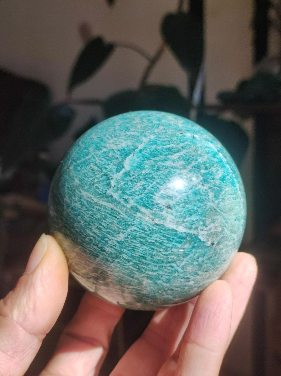 XL Amazonit - Edelstein Kugel Deko Sphere Massage Kristall Spielkugel Meditation Heilstein Frau Mann Geschenk Er Sie Haus Energie Traum Wohn - Art of Nature Berlin