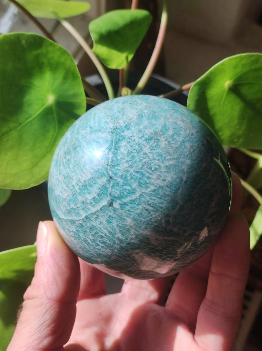 XL Amazonit - Edelstein Kugel Deko Sphere Massage Kristall Spielkugel Meditation Heilstein Frau Mann Geschenk Er Sie Haus Energie Traum Wohn - Art of Nature Berlin